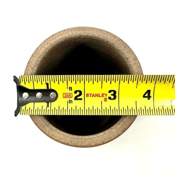 Signed Pterodactyl Art Pottery Vase Cylinder Dinosaur Bird Speckle Glaze - Picture 9 of 10